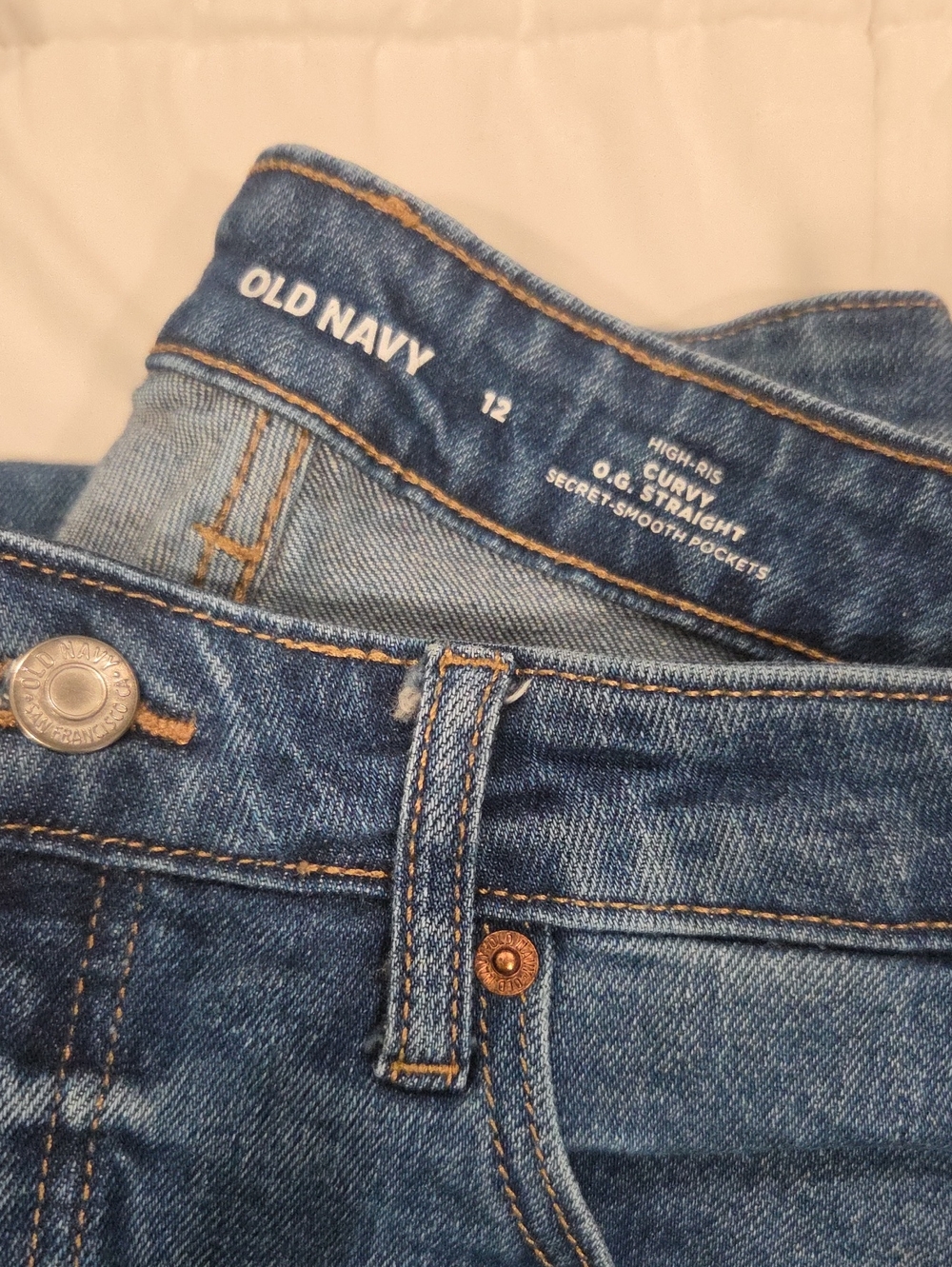 Old Navy Blue Denim High-Rise Curvy Straight Jeans